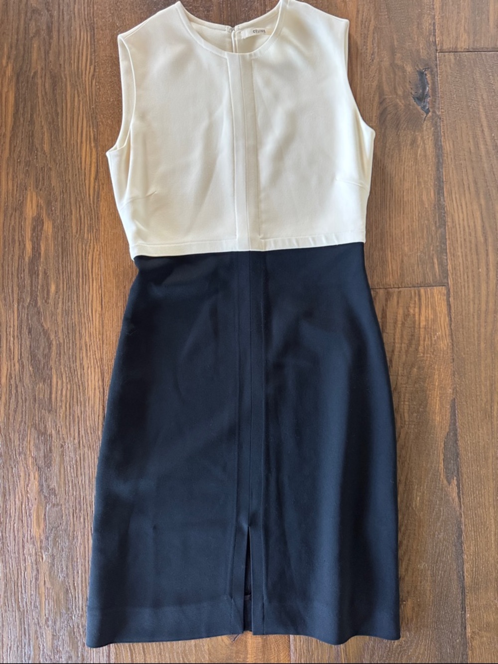 Celine cream and black dress